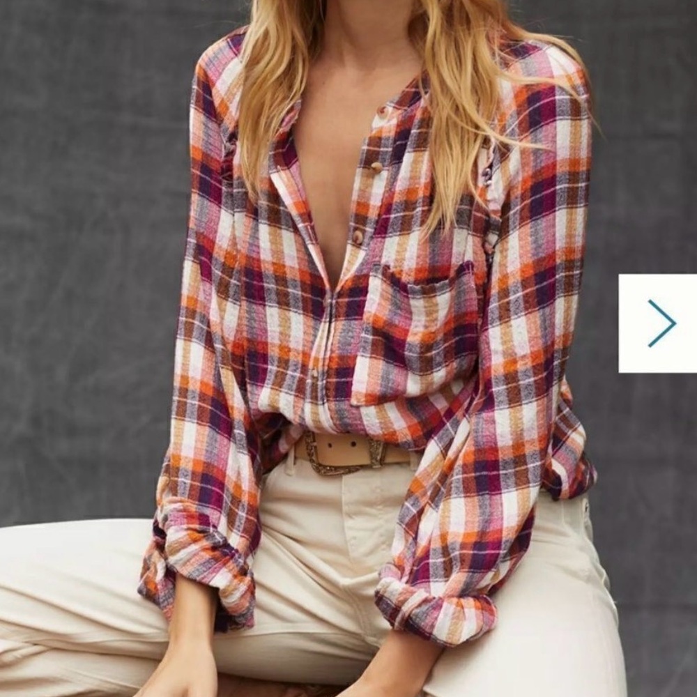 Anthropologie Pilcro Plaid Multicolor Shirt, size small